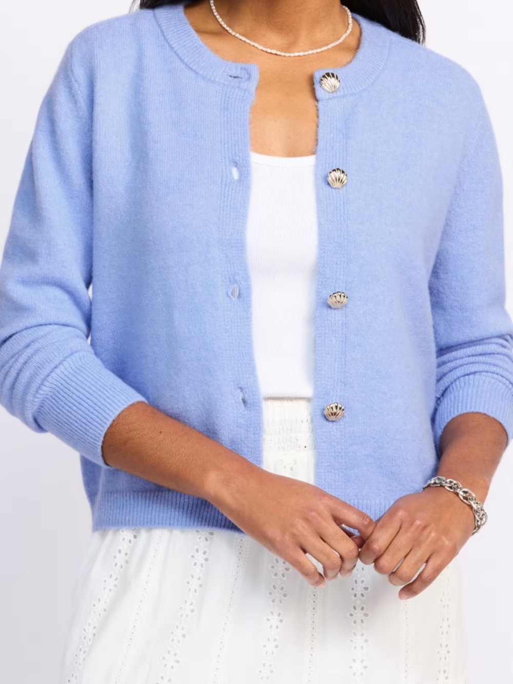 VERO MODA FIONA NOVELTY BUTTON CARDIGAN LIGHT BLUE - S